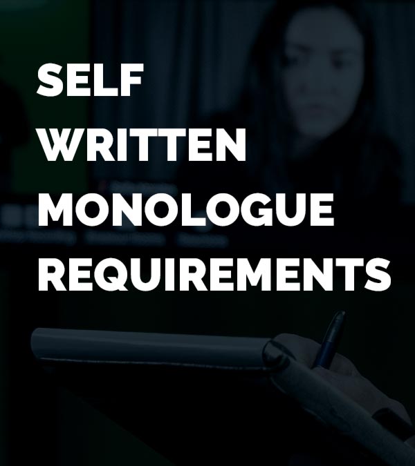 self written monologue requirments title card with coach clay banks writing on a pad.